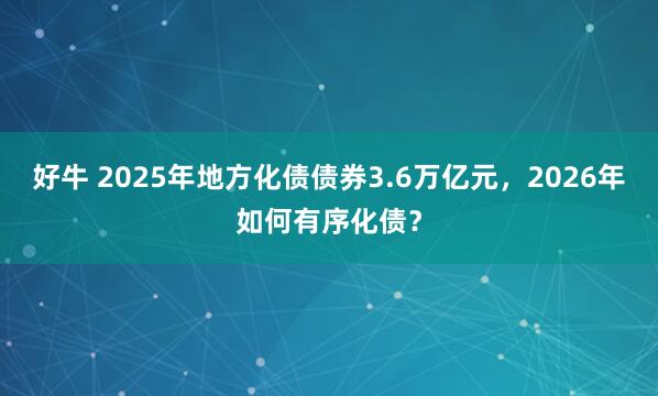 好牛 2025年地方化债债券3.6万亿元,2026年如何有序化债?